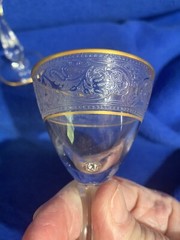 Glastonbury Lotus Brocade Gold Etched Cordial Glass 4 1/2″ Set of 2 Near Mint