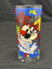 Vintage 1995 Looney Tunes Taz Tasmanian Devil 16 Oz Drinking Glass Tumbler