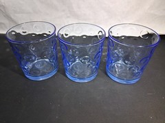 3 Pasabahce Polka Dot Optic Circle Juice Drinking Glasses Cups Mugs 3 7/8″ Tall
