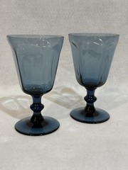 VTG Lenox Antique Dark Blue Wine Glasses Sherbet Cordials Stemmed 5″ Set of 2