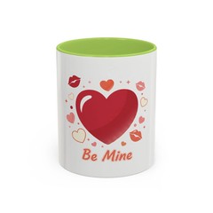 Valentine «Be Mine» Accent Coffee Mug — Heart & Kisses (11/15 oz)