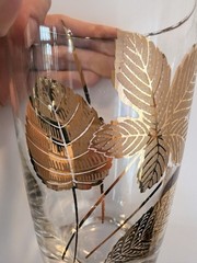 Vintage Libbey 22K Gold- Maple -Oak -Leaf Tumblers 10 Oz Set Of 8