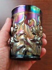 Nice Purple Dugan Carnival Glass Heavy Iris Pattern Tumbler