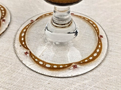 Antique Römer wine glasses, decorated with hand-painted enamel and gilding 30s