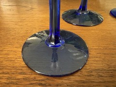Vintage 4 Libbey Domaine Cobalt Blue Petal Stem Champagne Flutes 8 3/4″ 80s/90s