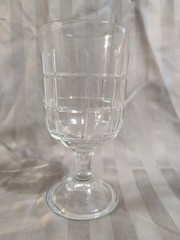 VTG Anchor Hocking Clear Glass Water Goblet Tartan Plaid Manchester Iced Tea EUC