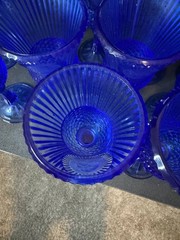 Vintage Cobalt Blue Avon Cameo Goblets Wine Glasses Set of 18