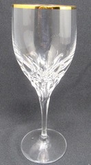Gorham Diamond Wine Glass Gold Rim Goblet Water 6 oz Clear Multi Sided Stem
