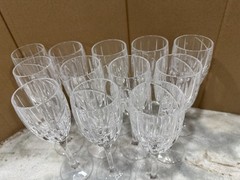 12 Vintage Mikasa Uptown Water Goblet Cut Crystal Wine Glasses Dinner Set 8-1/8″