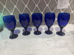 5 Libbey Premier Iced Tea Glasses Goblets Cobalt Blue 16 oz. 7”