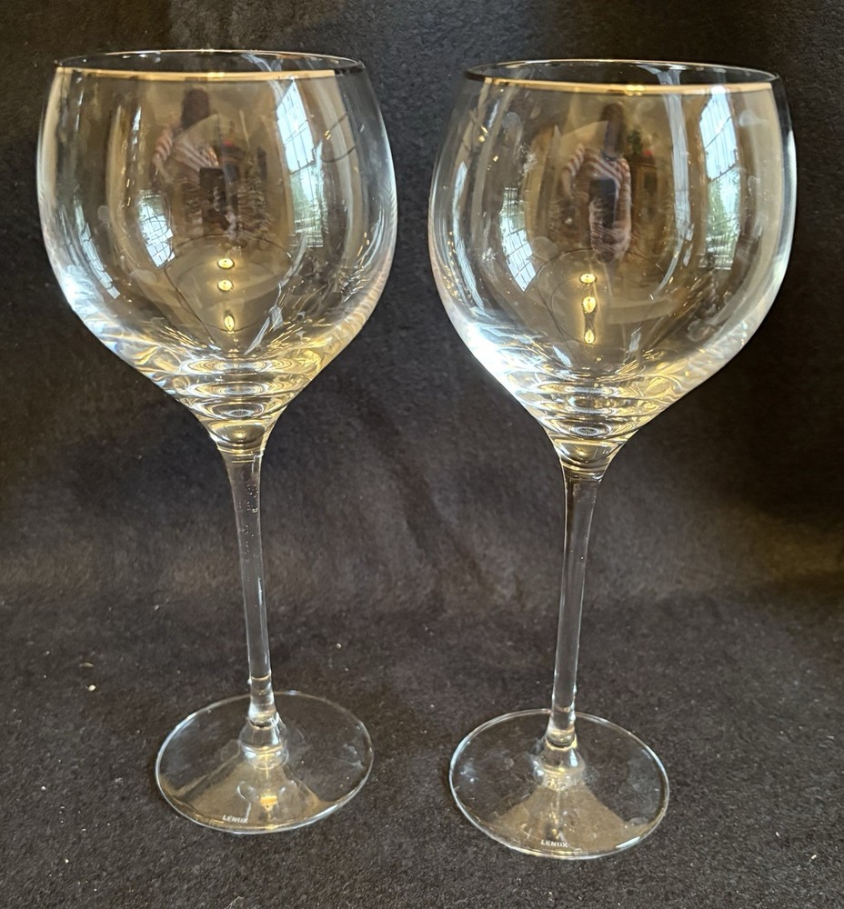 Lenox Crystal SOLITAIRE PLATINUM 8 3/4″ Water Goblets Set of 2