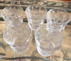 Vintage Clear Glass Tumblers with Embossed Eagle stars flag 12 oz
