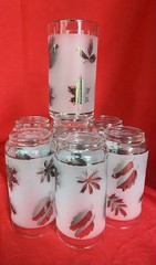 Silver Leaf Glassware by Libbey Frosted Foliage 1953-1978 Wine & Tumblers (16)