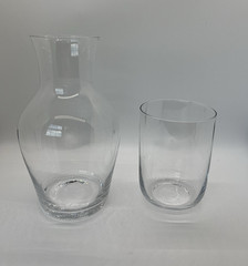 Tumble Up Glass Set Carafe & Drinking Water or Wine Clear Bedside Glass Sleek