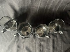 Vintage Set of 4 Corning Glas-Snap Plastic Glass Cups Hot Cold Coffee – 2 Sizes