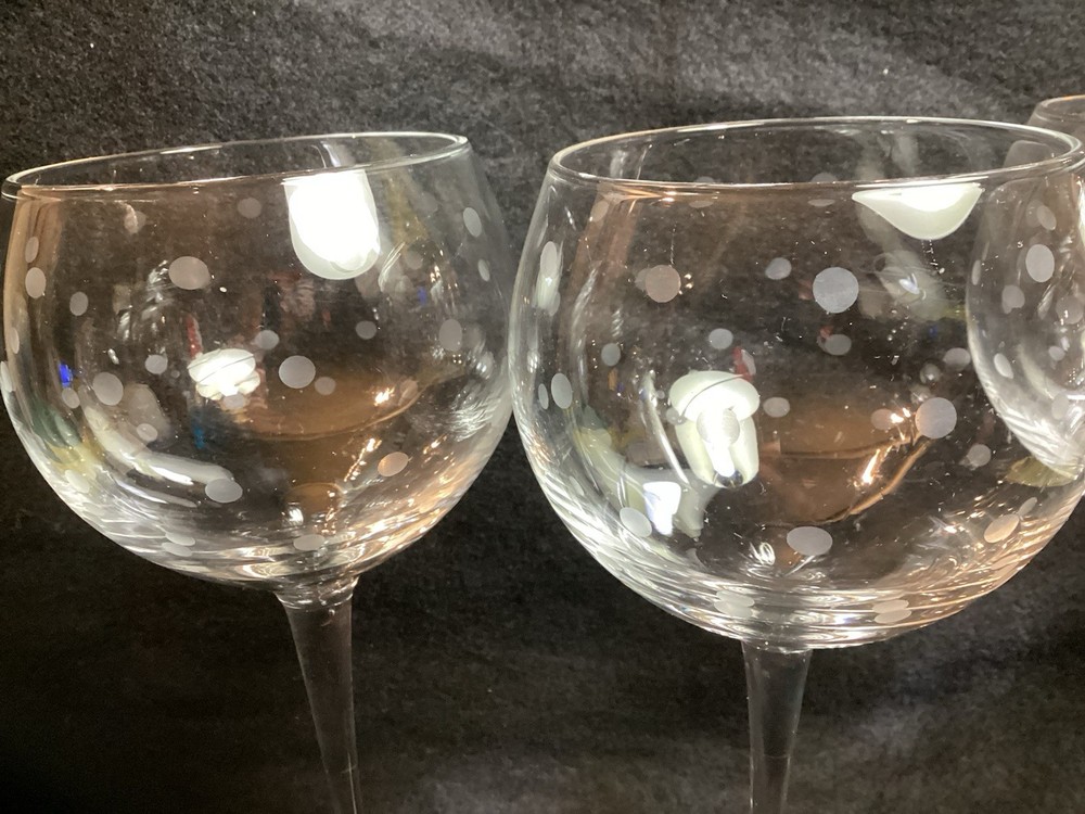 4 PC Kate Spade New York Lenox Larabee Balloon Wine Glasses Polka Dot 16 OZ EUC