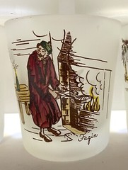 8 Vintage Federal Glass Frosted Glasses Dickens Characters Rocks 6 Oz