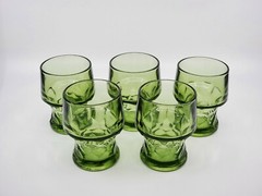 Set Of 5 Cambridge Glass Georgian Green avocado 9oz Flat Bottom Tumblers