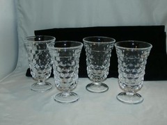 4 Fostoria American Crystal Flared Footed 10 Ounce Iced Tea Tumbler 5 3/4″ #63