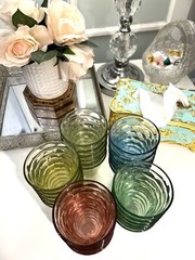 Glass Cup 5 Sets 5 Colors Gift Box 30 Tumblers Daily use Water Juice Soda Tea