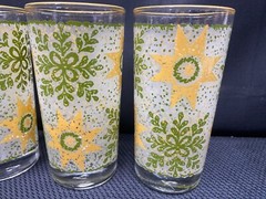 Set of 3 ~ Libbey «SUNFLOWER» Glass Tumblers ~ 5 1/2″ Tall