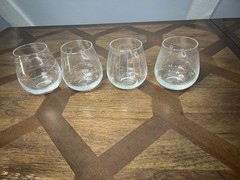 Mikasa Crystal Cheers Stemless Wine Glasses Lot Of 4 Mikasa Cheers Etched Signed