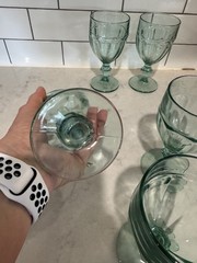 Vintage Libbey Duratuff Gibraltar Spanish Green Wine/Water Goblets, Set Of 5