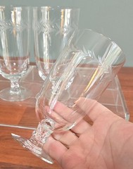 Fostoria Holly #6030 Stemmed Footed Crystal Iced Tea Tumblers 1942-80 Set of 4