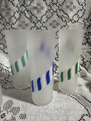 Vintage Libby Glass Candy Stripe Tom Collins Glasses Set Of 6 MCM