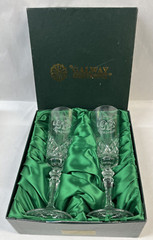 Galway Irish Crystal 29027 Happy Engagement Pair of Flute Glasses