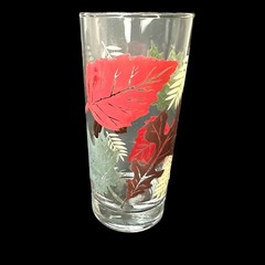 VTG LIBBEY TUMBLERS FALL LEAVES PATTERN SET/4 THANKSGIVING RED BROWN SAGE