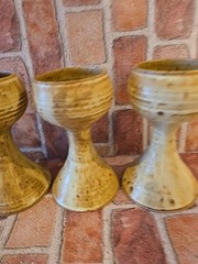 Vintage Pottery Stoneware Wine Goblets SET of 4 Biblical Ancient Religious Cups