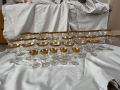 Vintage Tiffin Franciscan Minton Optic stemware Glass 24K Gold Trim