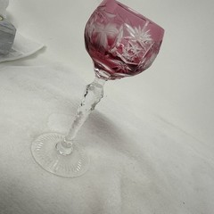 Vintage Echt Bleikristall Cut to Clear Cranberry Pink 4.5 Inch Cordial Glass