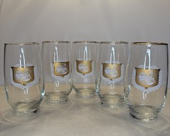(5) Vintage Libbey Apothecary Pharmacy Rx Gold Trim Drinking Glasses Tumblers