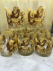 Vintage Lions Pride Family Old Fashioned Double Rocks Tumblers Set 9 Tastesetter