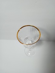 NOS Vintage Royal Crystal Rock Aurea Golden Line Set Of 6 Goblets Wine Glasses