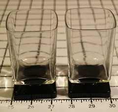Set of 2 whiskey Clear glass With Black Square Bottom 4” Height 1.5″ square base