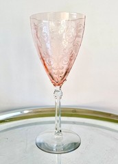 Vintage Fostoria Versailles Pink Etched -10 oz. Water/Wine Goblet Glass