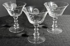 Fostoria Rose-Crystal Goblets-Deep Cut Grey Rose-6 Iced Tea, 6 Water, 6 Sherbet