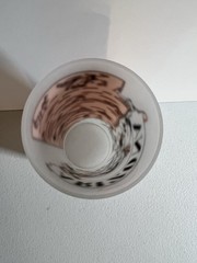 Hazel Atlas VTG Arizona Souvenir Glass 5” Pink Frosted Mid Century Western