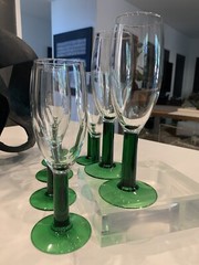 Vintage THICK GREEN Stem Wine Glasses – Set of 8