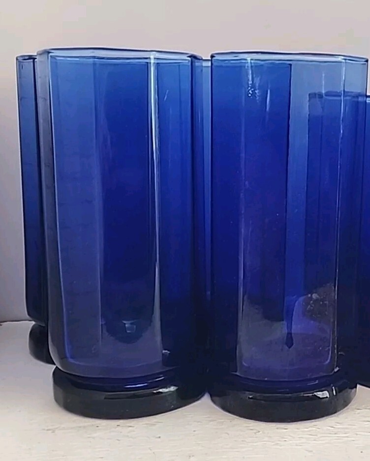 Set of 4 Anchor Hocking Essex Cobalt Blue | 16 oz 6.25″ Tall Water Tea Glasses