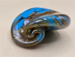 James Hayes Abstract Blown Glass Wine Stopper, Heavy, Blue & Brown EXCELLENT