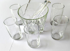Princess House Heritage Ice Bucket & *5* 11 oz. Flat Bottom Tumblers
