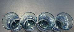 Libbey St. Clair Glasses Blue & White Woodland Scene 10oz. Set/4 EUC