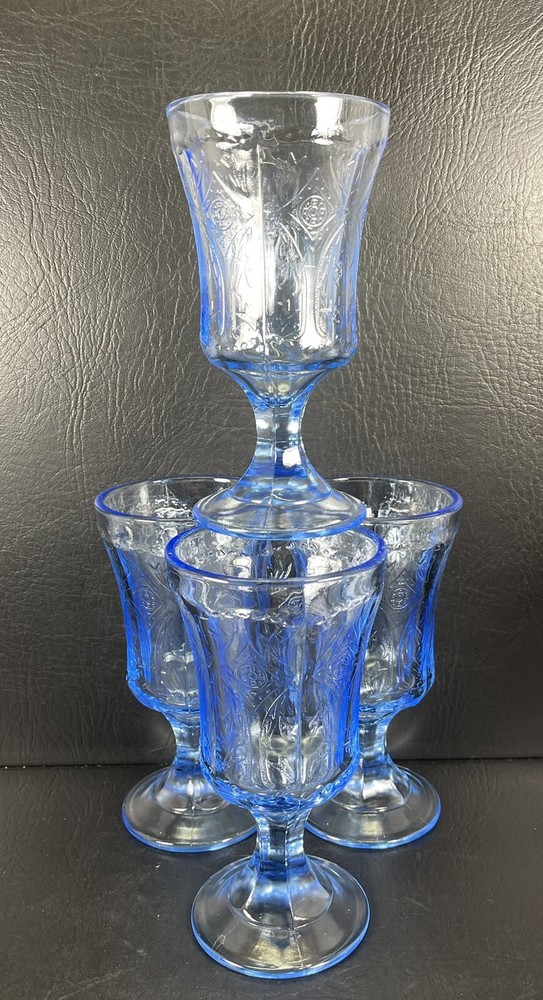 Indiana Glass RECOLLECTION Blue Set Of 4 Goblets Multiple Sets Available