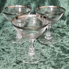 Fostoria Crystal Wedding Ring Platinum Champagne Glasses Set of 3