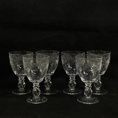 Heisey Moonglo Water Goblets with Lariat Stem 6″H – Set of 6