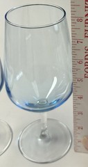Blue Tinted Bowl Wine Glasses Clear Stem Modern Hand Blown Style Set 2 Coastal